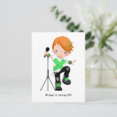 Cute Little Ginger Boy Rock Star Birthday Party Briefkaart (Staand voorkant)