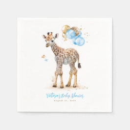 Cute Little Giraffe Modern Boho Blue Servet