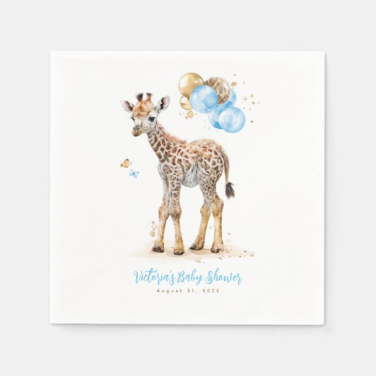 Cute Little Giraffe Modern Boho Blue Servet (Voorkant)