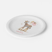 Cute Little Giraffe Modern Boho Pink Brown Papieren Bordje (Gekanteld)