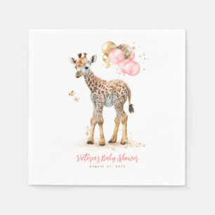 Cute Little Giraffe Modern Boho Pink Brown Servet