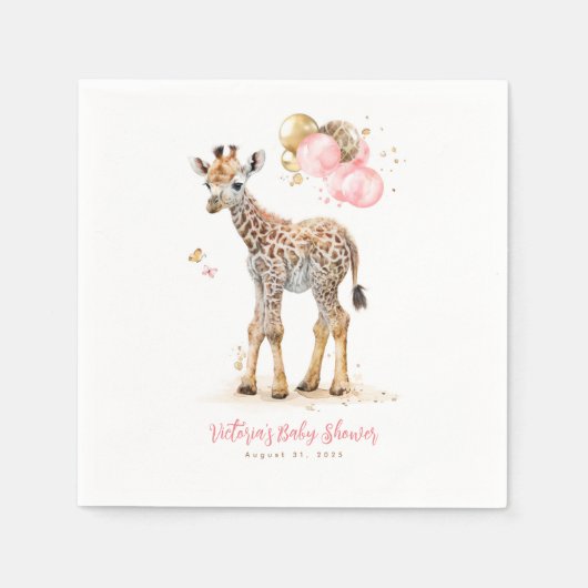 Cute Little Giraffe Modern Boho Pink Brown Servet (Voorkant)