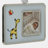 Cute little giraffe verzilverd omlijst ornament (Rechts)