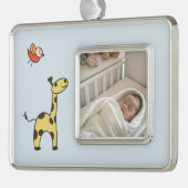 Cute little giraffe verzilverd omlijst ornament (Links)