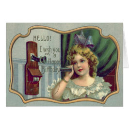 Cute Little Girl Antiek Telefoon