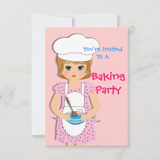 Cute Little Girl Baking Thmed Party Kaart (Voorkant)
