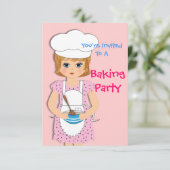 Cute Little Girl Baking Thmed Party Kaart (Staand voorkant)