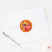  Cute Little Girl en Halloween Pumpkin Ronde Sticker (Envelop)