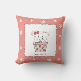 Cute Little Girl Hamster Pink Kussen