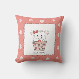 Cute Little Girl Hamster Pink Kussen