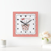 Cute Little Girl Hamster Pink Vierkante Klok (Huis)