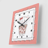 Cute Little Girl Hamster Pink Vierkante Klok (Hoek)