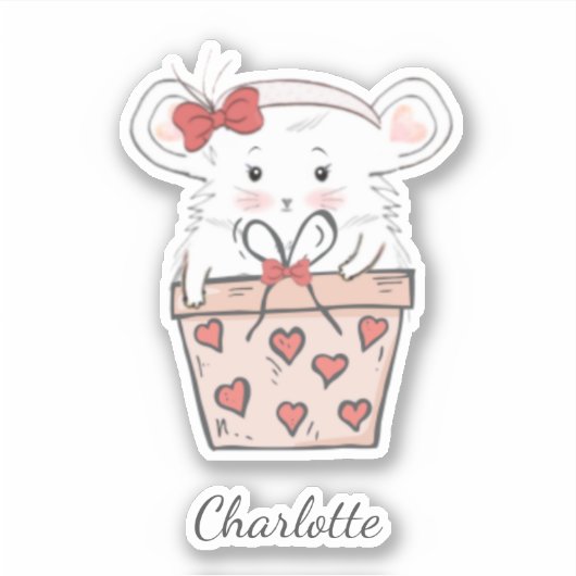 Cute Little Girl Hamster Trendy Sticker (Voorkant)
