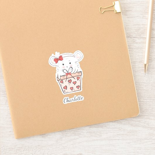 Cute Little Girl Hamster Trendy Sticker (Notitieboek)