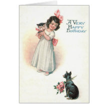 Cute Little Girl Kitten Puppy Rozen