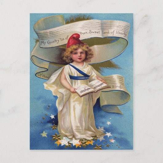 Cute Little Girl Lady Liberty Briefkaart (Voorkant)