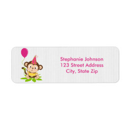 Cute Little Girl Monke Return-adreslabel Etiket