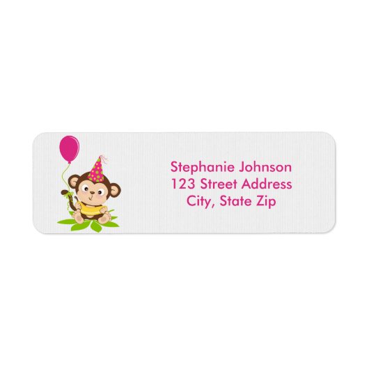 Cute Little Girl Monke Return-adreslabel Etiket (Voorkant)