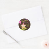 Cute Little Girl Monkey Bedankt Sticker (Envelop)