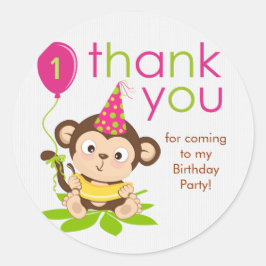 Cute Little Girl Monkey Bedankt Sticker