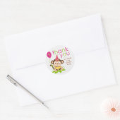 Cute Little Girl Monkey Bedankt Sticker (Envelop)