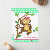 Cute Little Girl Monkey-briefkaart Notitiekaartje (Voorkant / Achterkant in situ)