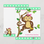 Cute Little Girl Monkey-briefkaart Notitiekaartje (Voorkant / Achterkant)