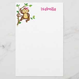 Cute Little Girl Monkey Briefpapier