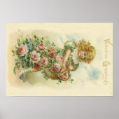 Cute Little Girl Pink Roses Poster (Voorkant)