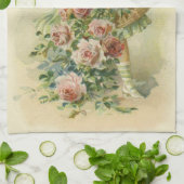 Cute Little Girl Pink Roses Theedoek (Gevouwen)