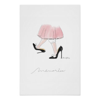 Cute Little Girl Playing in Mom’s High Heels Water Perfect Poster