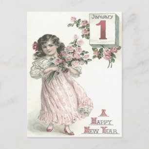 Cute Little Girl Roos Rozen Boeket Briefkaart