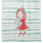 Cute Little Girl stuffed Bunny Speelgoed Animal Ki Douchegordijn (Voorkant)