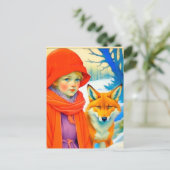 Cute Little Girl With Fox Chritmas  Briefkaart (Staand voorkant)