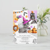Cute Little Girl's Halloween Birthday Celebration Kaart (Staand voorkant)