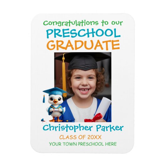 Cute Little Goose Preschool Graduation Magneet (Verticaal)