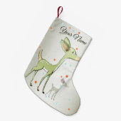 Cute Little Green Deers Winter Holidays Kleine Kerstsok (Voorkant (Hangend))