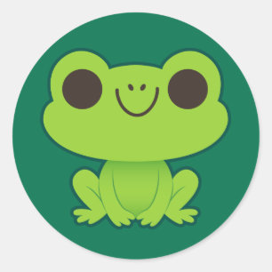 Cute Little Green Frog Ronde Sticker