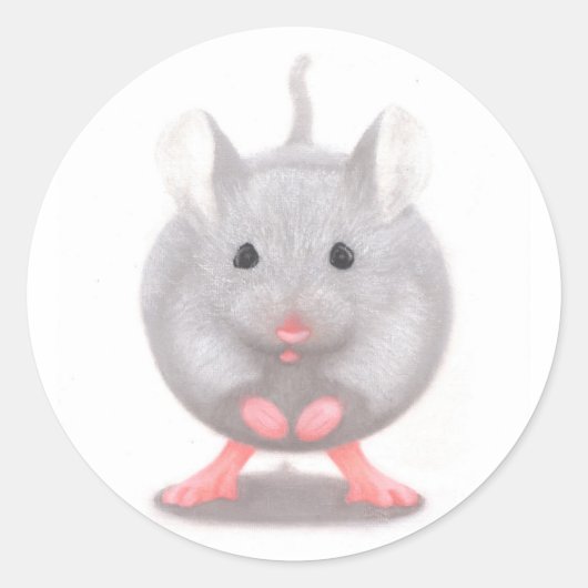 Cute Little Grey Mouse Ronde Sticker (Voorkant)