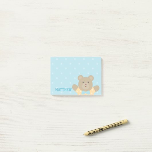 Cute Little Grizzly Beer Cub Kinder Post-it® Notes (Op bureau)