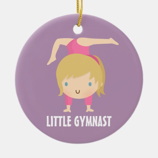 Cute Little Gymnast Blond Girl Gymnastics Custom Keramisch Ornament (Voorkant)