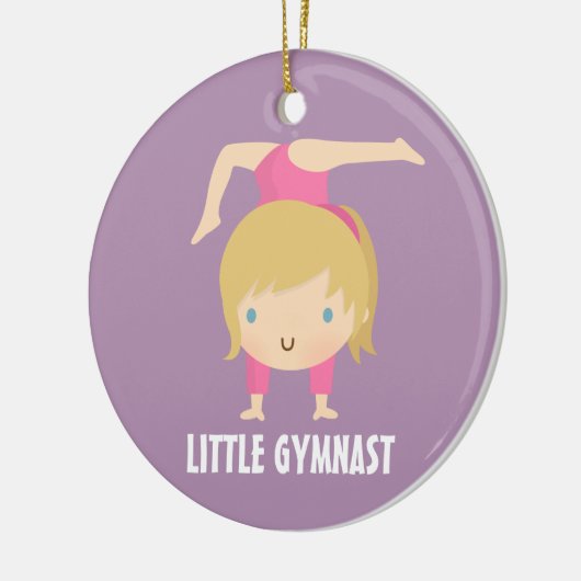Cute Little Gymnast Blond Girl Gymnastics Custom Keramisch Ornament (Links)