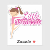 Cute Little Gymnast Brunette Kinder Gymnastics Gir Sticker (Vel)