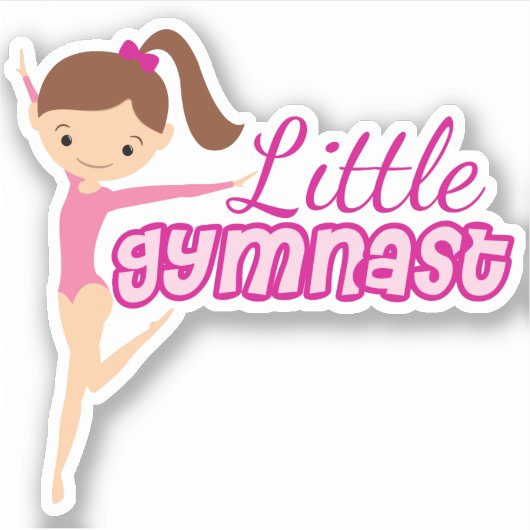 Cute Little Gymnast Brunette Kinder Gymnastics Gir Sticker (Voorkant)