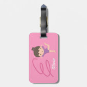 Cute Little Gymnast Girl en Ribbon Gymnastics Bagagelabel (Achterkant verticaal)