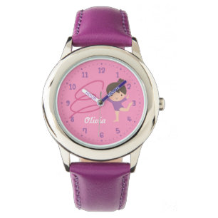 Cute Little Gymnast Girl en Ribbon Gymnastics Horloge
