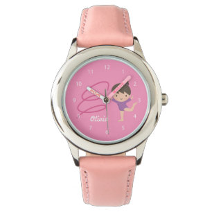 Cute Little Gymnast Girl en Ribbon Gymnastics Horloge
