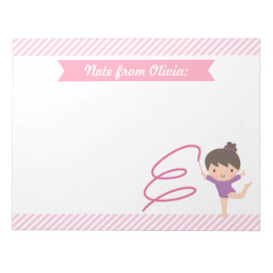 Cute Little Gymnast Girl en Ribbon Gymnastics Notitieblok