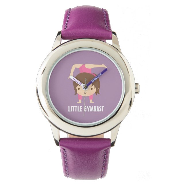 Cute Little Gymnast Girl Gymnastics Pose Horloge (Voorkant)