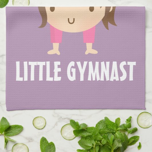 Cute Little Gymnast Girl Gymnastics Pose Theedoek (Gevouwen)